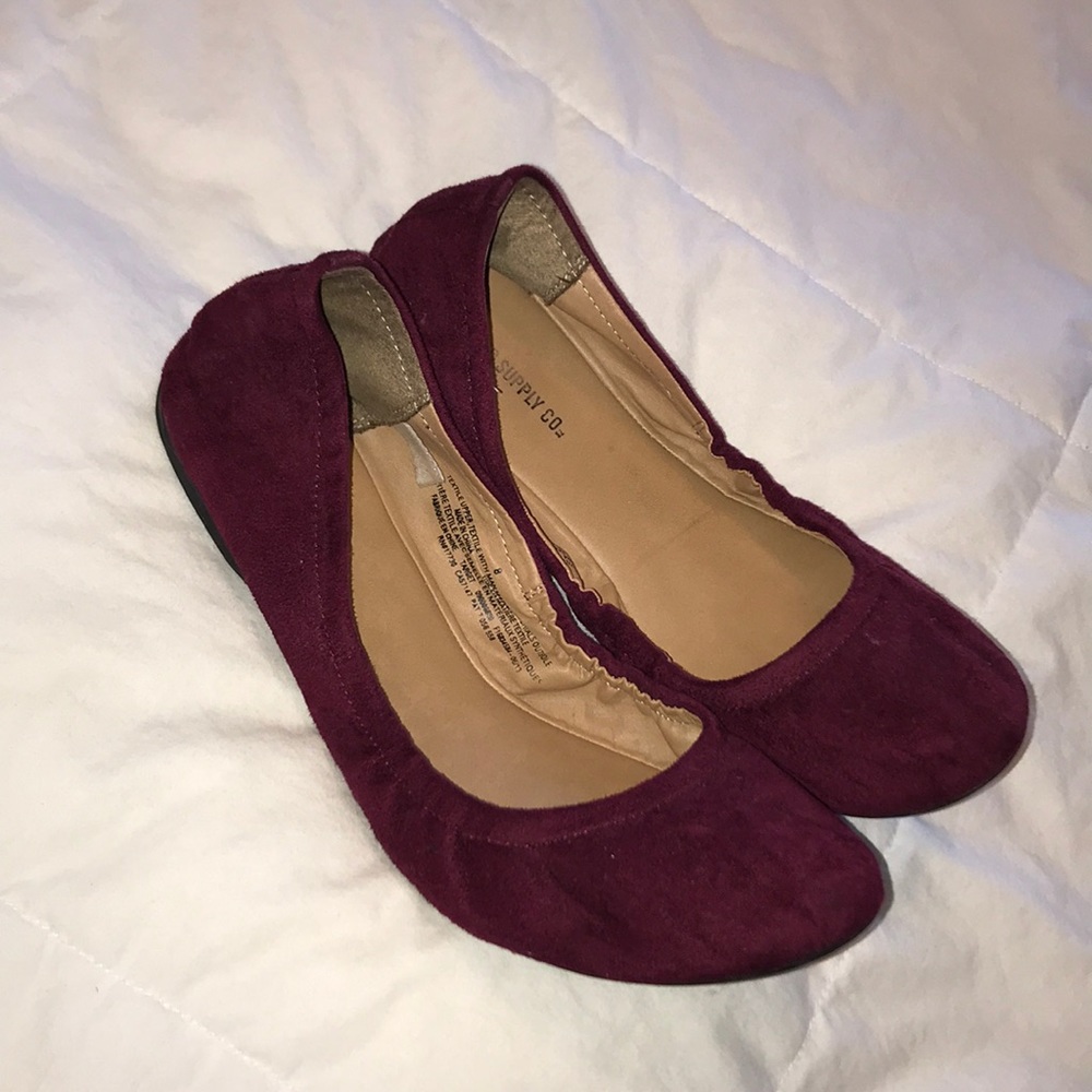 Maroon suede flats